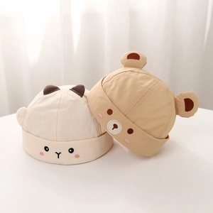 Cute animal embroidery baby brimless docker hats with bunny and bear 3D ears