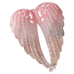 Pink translucent angel wing ornaments for Christmas trees with intricate cutout details