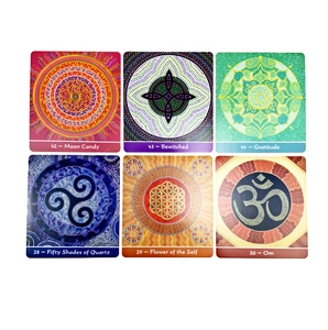 Macro view of Sea Soul Journey Oracle cards featuring colorful mandalas and sacred symbols
