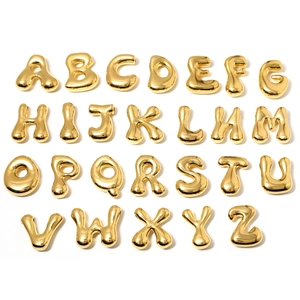Minimalist 18K gold plated bubble letter charms set A-Z in polished stainless steel
