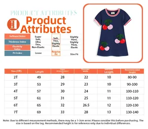 Tableau des tailles pour robe fille à manches courtes avec mesures détaillées du 2T au 7T