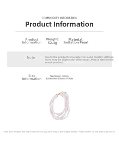 Détail du collier de perles multicouches avec dimensions 36 cm et extension 9,9 cm