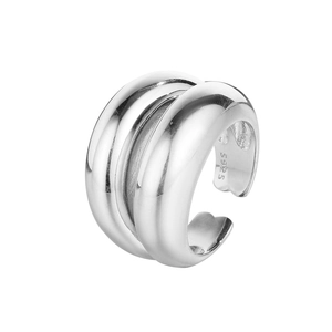 Minimalist double-layered geometric S925 sterling silver ear clip with polished finish