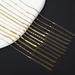 Detail of 18K gold plated stainless steel bracelets with various chain link styles