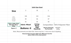 Guide des tailles pour cardigan en tricot perlé avec mesures pour S, M et L