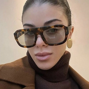 Close-up of stylish tortoiseshell oversized sunglasses on a model for a chic look