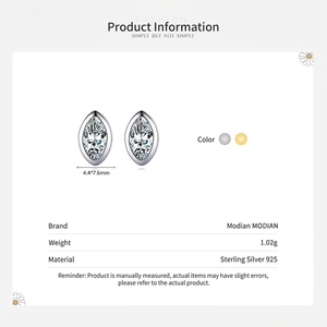 Elegant 925 sterling silver marquise cut zircon stud earrings in silver and gold finishes