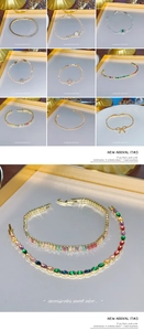 Detailed close-up of gold-plated tennis bracelets featuring vibrant zircon butterfly charms