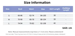 Detailed size guide in cm for women's V-neck halter top and skirt set, S to L
