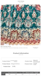Size chart detail for sleeveless floral pleated maxi dress with belt and fit parameters