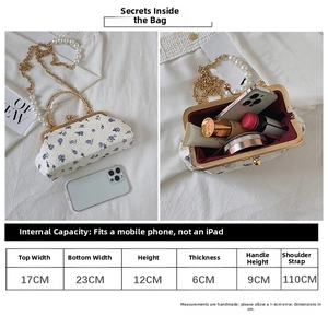 Detailed internal capacity view showing phone storage and dimensions for shell bag