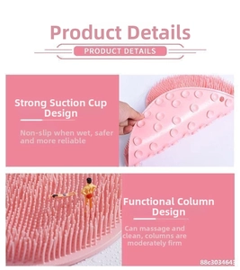 Tappetino doccia in silicone rosa con potenti ventose e setole massaggianti antiscivolo