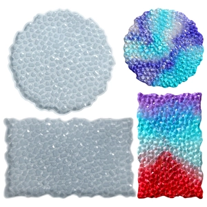 Irregular crystal texture silicone resin molds for DIY rectangle and round jewelry trays