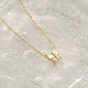 Luxurious 18k gold plated butterfly necklace with sparkling zircon stones for women