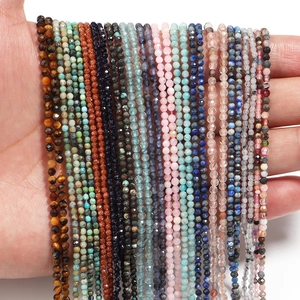Faceted natural stone beads assortment including tiger eye and agate for DIY jewelry