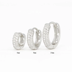 Detailed comparison of 6mm, 8mm, and 10mm S925 sterling silver hinged hoop earrings