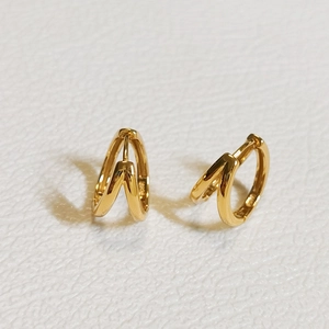 Pendientes de Aro Redondos de Doble Capa de Plata de Ley 925 para Mujer Chic Francés Minimalista Geométrico Pendientes Huggie Joyería de Moda