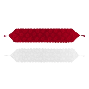 Weihnachtliche Jacquard-Tischläufer mit Schneeflockenmuster und eleganten Quasten