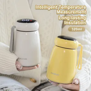 Smart 320ml vacuum insulated water bottle with LED temperature display and soft handle