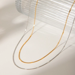 Minimalist Stainless Steel Chain Necklace Women Gold Plated Versatile Clavicle Chain Vacuum Plated Non Fading Jewelry