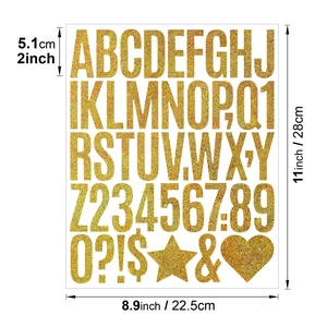 2-inch gold glitter alphabet and number stickers set for DIY crafts and gift decoration