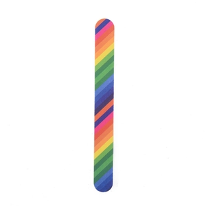 Rainbow striped nail file with rounded ends for professional manicures and shaping