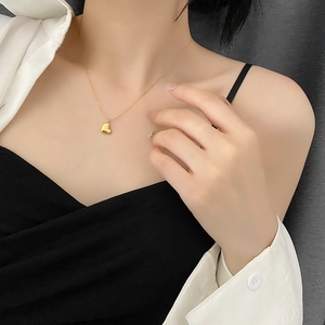 Heart Pendant Necklace Stainless Steel Minimalist Elegant Chic Clavicle Chain Mirror Polish Fashion Jewelry For Women