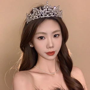 French style silver rhinestone flower crown headband for bridal wedding accessories