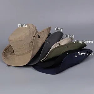 Unisex quick-dry hiking sun hat shown in five colors with snap-up brims and outdoor fabric