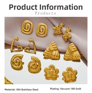 Détails de boucles d'oreilles en acier inoxydable plaqué or 18K aux motifs géométriques
