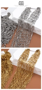 Detail view of gold and silver stainless steel paperclip chain DIY jewelry components