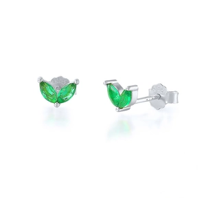 Detail view of 925 sterling silver stamp on marquise green stone stud earrings