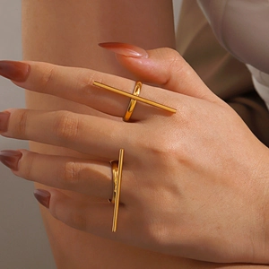 Bague Ligne Géométrique Minimaliste En Acier Inoxydable Anneau Ouvert Réglable Bijoux De Mode Pour Femmes Style Hip Hop