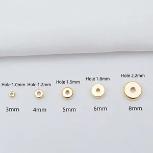 14K gold plated flat spacer beads in 3mm to 8mm sizes for DIY jewelry making