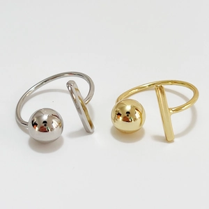 Minimalist open rings in gold and silver finish with round ball and rectangular bar details