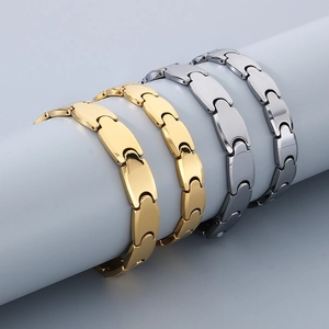 Men Magnetic Therapy Bracelet Tungsten Steel Link Health Jewelry Hip Hop Streetwear Geometric Minimalist Unisex Gift