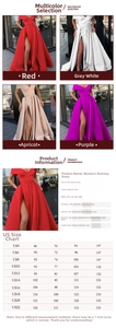 Detaillierte Größentabelle für Satin-Abendkleider mit tiefem V-Ausschnitt von US 4 bis US 22