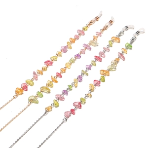 Fashionable Glasses Chain With Natural Crushed Stone And Metal Link Anti Slip Eyewear Strap Mask Lanyard For Women