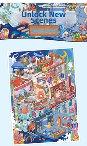 Détail macro des autocollants de diorama Deep Sea Hall pour scrapbooking isométrique