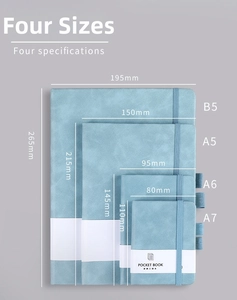 Detailed size comparison chart for B5 A5 A6 A7 journals with precise dimensions