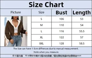 Detailed size chart for the casual thick fleece jacket showing bust and length measurements