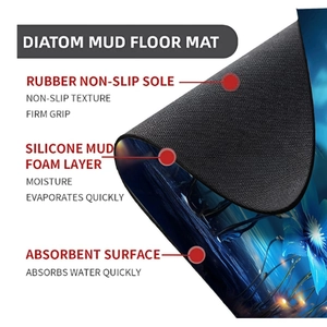 Detail view of anti-slip rubber base and absorbent floral layer for bathroom floor mat