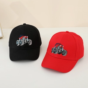 Black and red monster truck embroidery kids baseball caps in high quality cotton