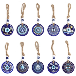 Handmade Blue Glass Evil Eye Hanging Ornament Lucky Nazar Protection Charm Bohemian Glass Car Home Wall Decor Accessories