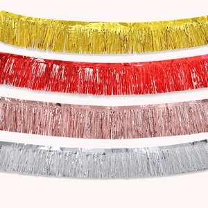 Bannières à franges métalliques or rouge or rose et argent pour décoration de fête