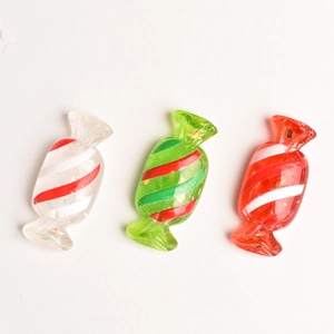 Glittery Christmas resin candy pendants in red, white and green for DIY craft projects