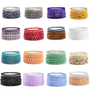 Böhmische Elastische Armbänder Mit Facettierten Kristallperlen Für Damen Mehrlagiger Stapelbarer Modeschmuck