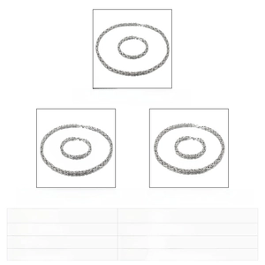 Size chart for stainless steel Byzantine chain set featuring multiple width options