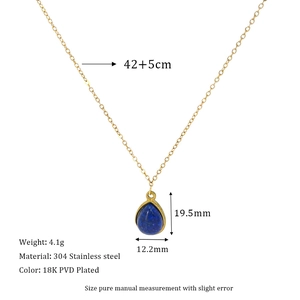 Detailed size specifications for 18K gold plated stainless steel lapis lazuli necklace