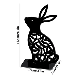 Hollow Easter bunny desk ornament with leaf pattern and precise 16.4cm height dimensions